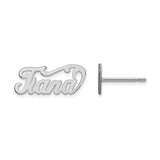10k White Gold Nameplate Stud Earrings with Scripted Tiara Design for Women