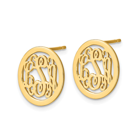 Sterling Silver Monogram Stud Earrings with Script Initials, Modern Cutout Letter Design for Women