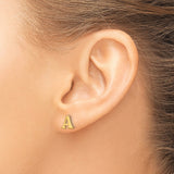 Sterling Silver Letter A Initial Stud Earrings, Block Font Alphabet Design, Unisex Style