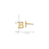 Sterling Silver Block Letter B Initial Stud Earrings, Polished Alphabet Jewelry for Women and Unisex