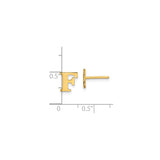 Sterling Silver Letter F Stud Earring, Gold Plated, Modern Capital Initial Design