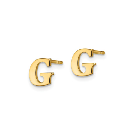 Sterling Silver Initial G Stud Earrings, Minimalist Polished Alphabet Design for Women