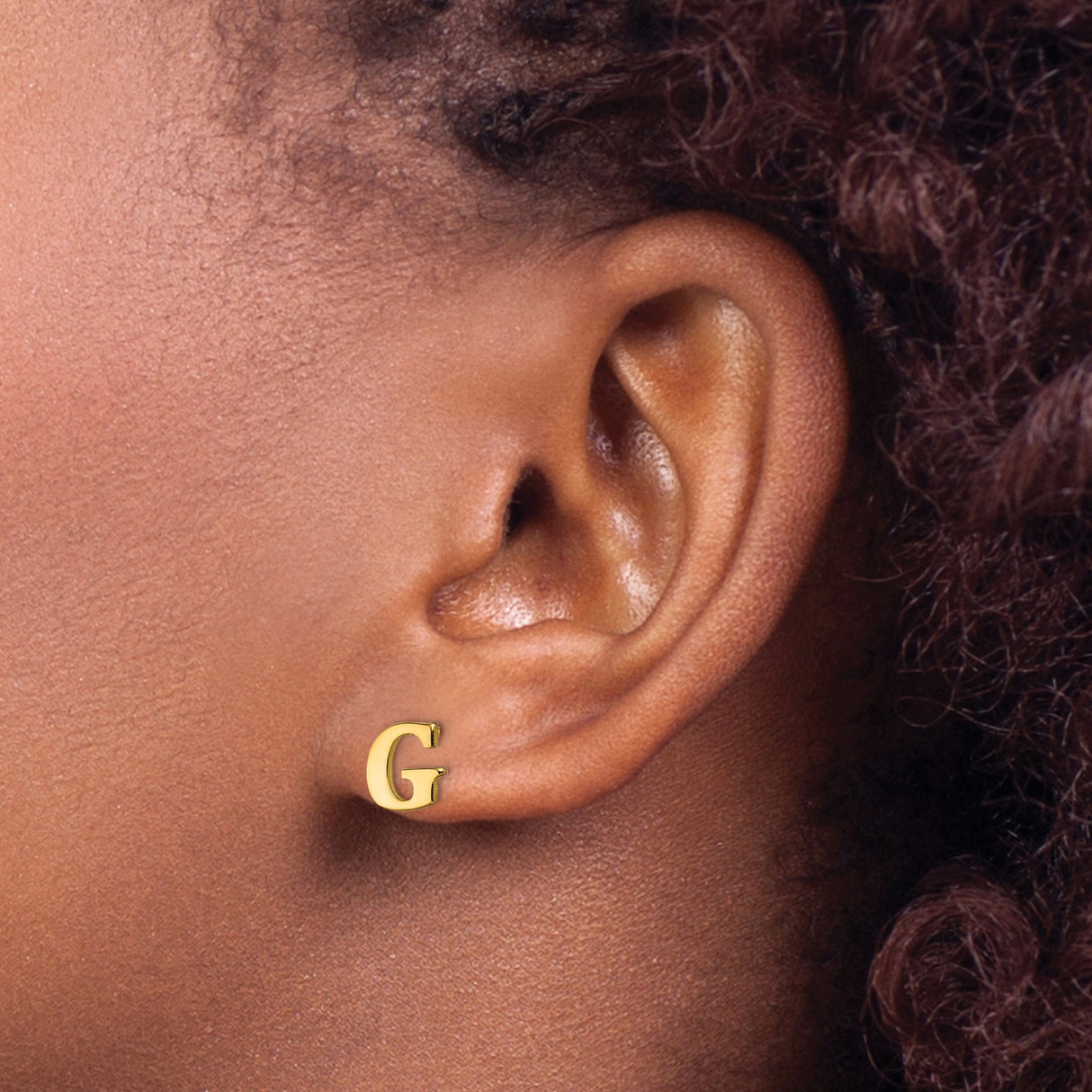 Sterling Silver Initial G Stud Earrings, Minimalist Polished Alphabet Design for Women