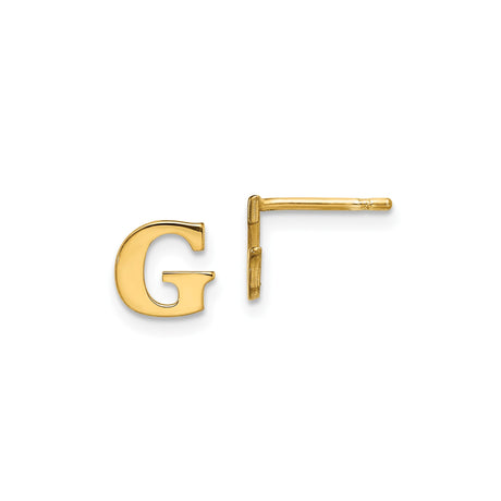 Sterling Silver Initial G Stud Earrings, Minimalist Polished Alphabet Design for Women