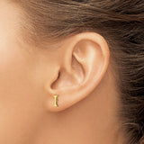 Sterling Silver Letter I Stud Earring, Gold Plated Alphabet Initial, Minimalist Unisex Jewelry