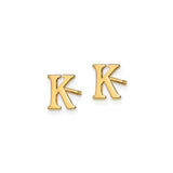 Sterling Silver Letter K Stud Earring, Polished Alphabet Jewelry for Women and Unisex Wear