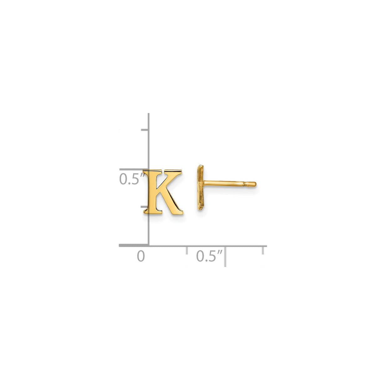 Sterling Silver Letter K Stud Earring, Polished Alphabet Jewelry for Women and Unisex Wear