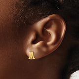 Sterling Silver Initial M Stud Earring, Block Letter Monogram Design, Polished Minimalist Style