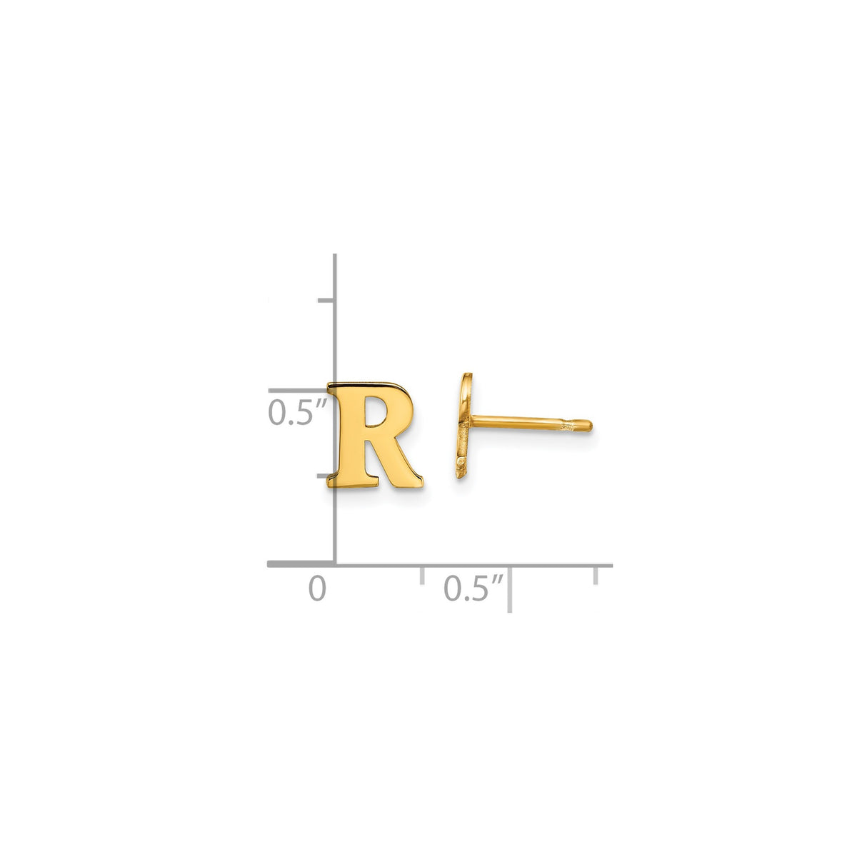 Sterling Silver Letter R Stud Earring, Polished Alphabet Jewelry for Women and Unisex Wear