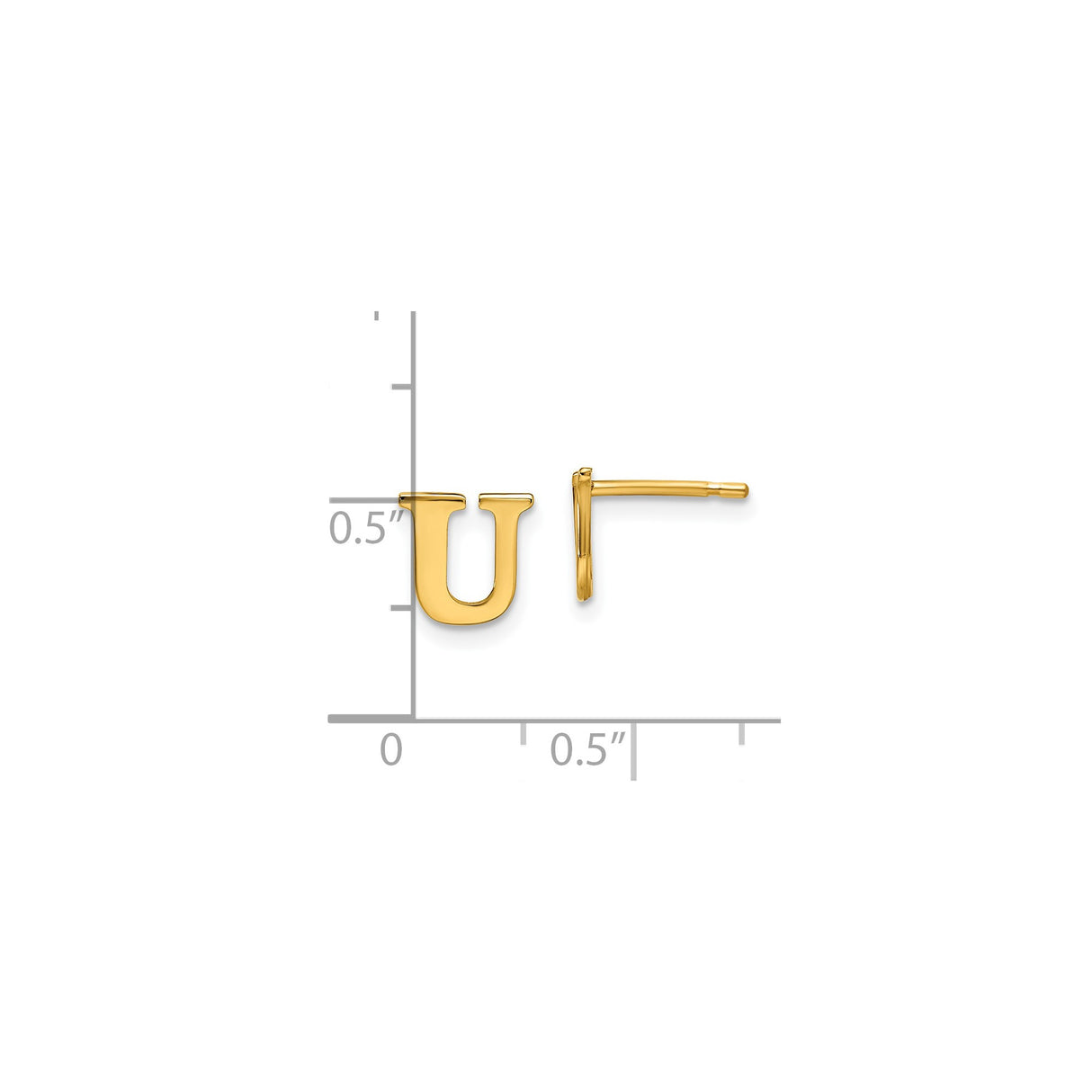 Sterling Silver Letter U Stud Earrings, Minimalist Monogram Alphabet Design