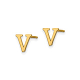 Sterling Silver Initial Earrings, Letter V Studs in Modern Serif Font, Minimalist Alphabet Jewelry
