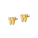 Sterling Silver Letter W Stud Earring, Bold Serif Font Initial Jewelry for Women