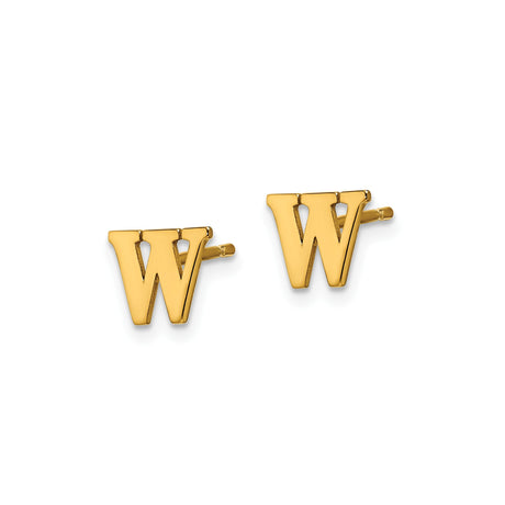 Sterling Silver Letter W Stud Earring, Bold Serif Font Initial Jewelry for Women