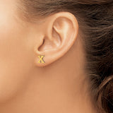 Sterling Silver X Initial Stud Earring, Gold Plated, Block Letter Monogram Style