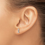 Sterling Silver Initial I Stud Earring, Rhodium Plated Uppercase Letter Design for Women