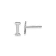 Sterling Silver Initial I Stud Earring, Rhodium Plated Uppercase Letter Design for Women