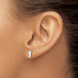 Sterling Silver Initial Letter J Stud Earrings, Rhodium Plated Alphabet Jewelry for Women