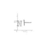 Sterling Silver Initial N Stud Earring, Polished Letter Design, Minimalist Monogram Jewelry