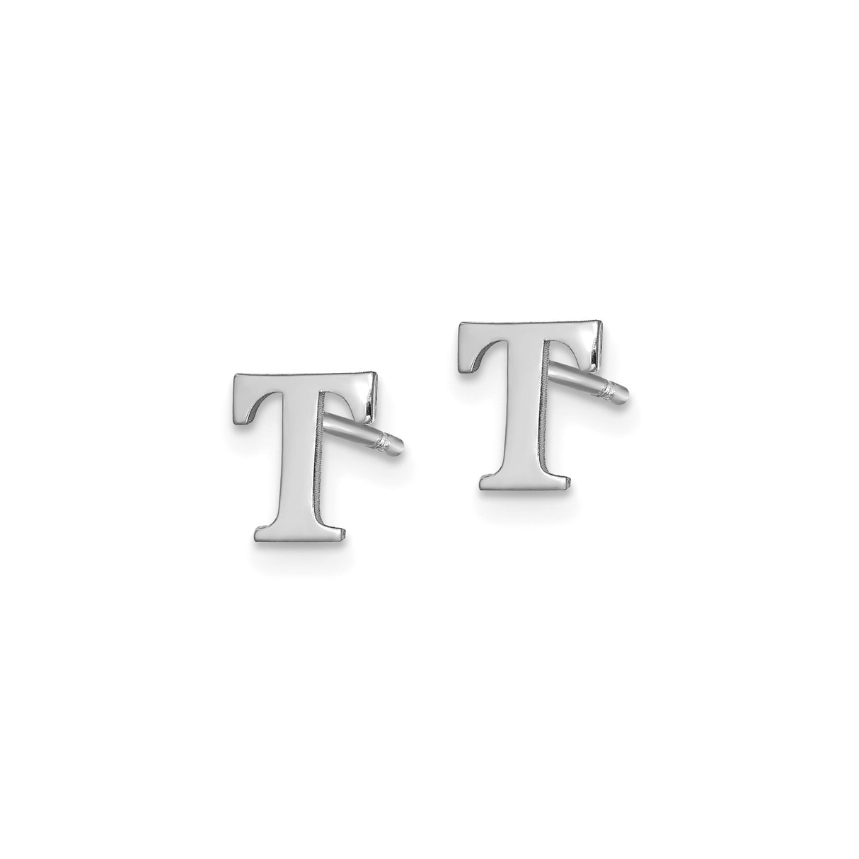 Sterling Silver Cufflinks with Initial T, Polished Block Letter Design for Men