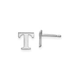 Sterling Silver Cufflinks with Initial T, Polished Block Letter Design for Men