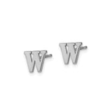 Sterling Silver Initial W Stud Earring, Block Letter Monogram, Polished Finish, Minimalist Design