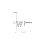 Sterling Silver Initial W Stud Earring, Block Letter Monogram, Polished Finish, Minimalist Design