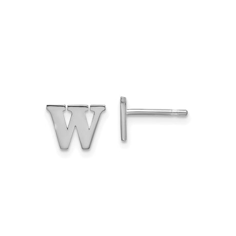 Sterling Silver Initial W Stud Earring, Block Letter Monogram, Polished Finish, Minimalist Design