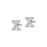 Sterling Silver Letter X Stud Earrings, Rhodium Plated Minimalist Alphabet Design