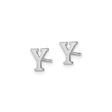 Sterling Silver Letter Y Stud Earring, Rhodium Plated, Classic Serif Font, Polished Finish