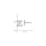 Sterling Silver Letter Z Stud Earrings, Polished Finish, Minimalist Alphabet Design