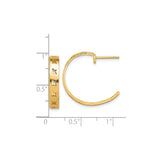 14k Yellow Gold Hoop Earrings with Cut-Out Letter K Design, Brushed Finish