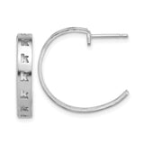 Sterling Silver Hoop Earrings with Brushed K Letter Design, Modern Minimalist Style