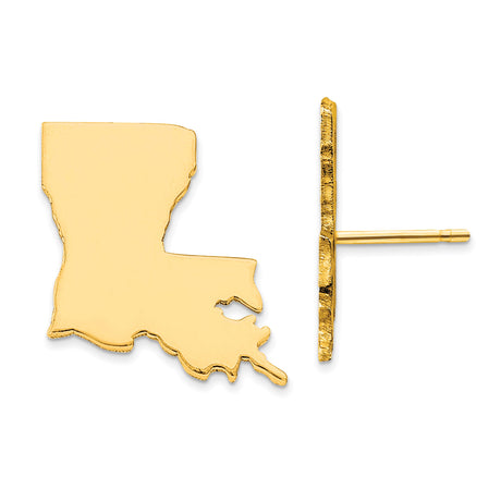 Sterling Silver Louisiana State Outline Stud Earrings, Minimalist USA Map Design