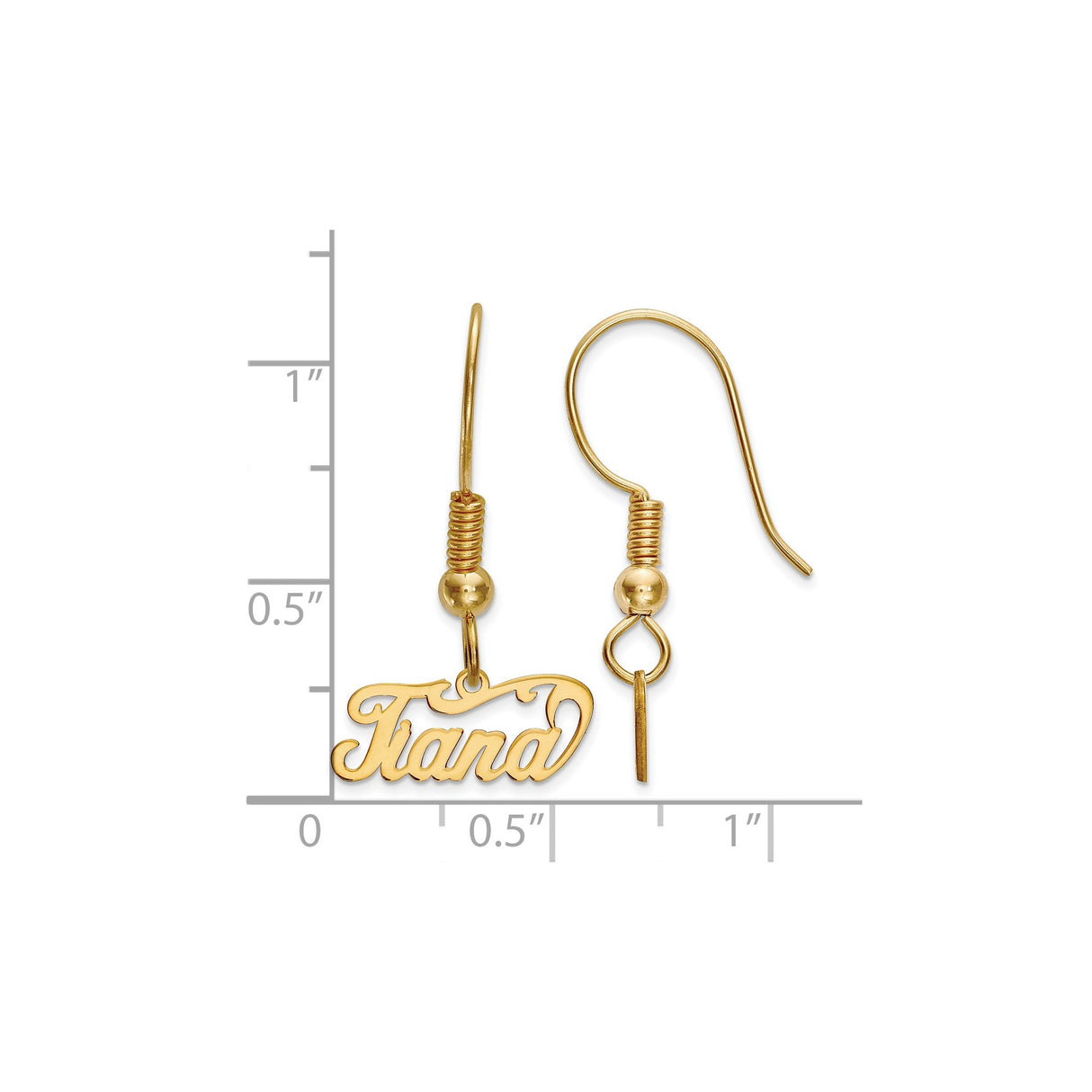 14k Yellow Gold Nameplate Dangle Earrings, Custom Cursive Script Jewelry for Women