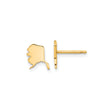 14k Yellow Gold Alaska Stud Earrings, State Outline Design, Minimalist Travel Theme Jewelry