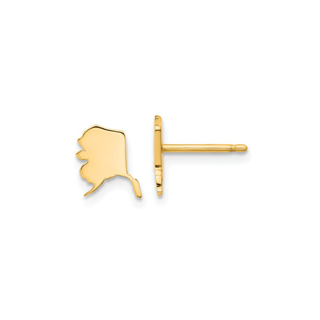 Sterling Silver Alaska Outline Stud Earrings, Minimalist Flat Map Design for Women