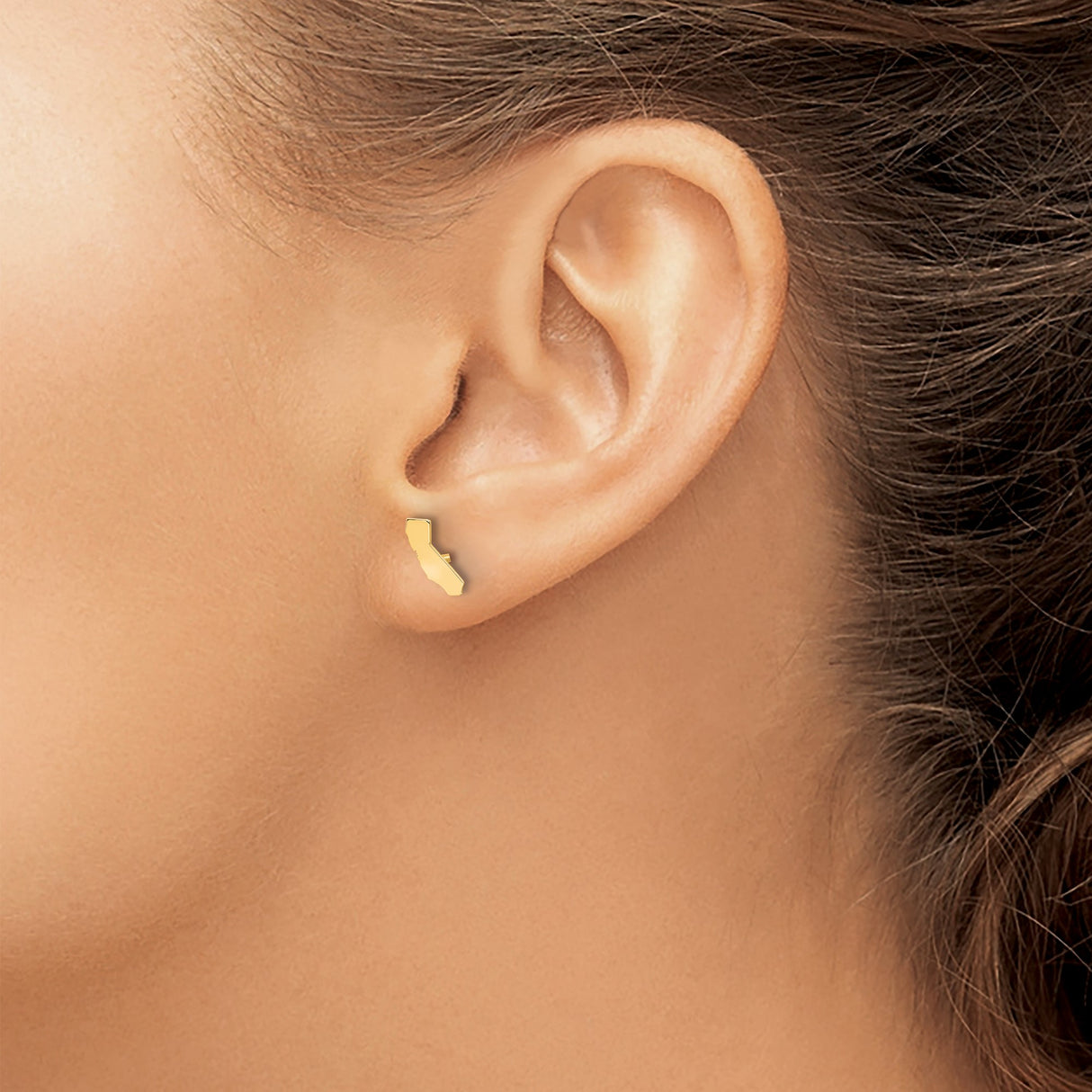 Sterling Silver California Map Stud Earrings, Gold Plated State Outline, Minimalist Travel Jewelry