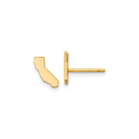 Sterling Silver California Map Stud Earrings, Gold Plated State Outline, Minimalist Travel Jewelry