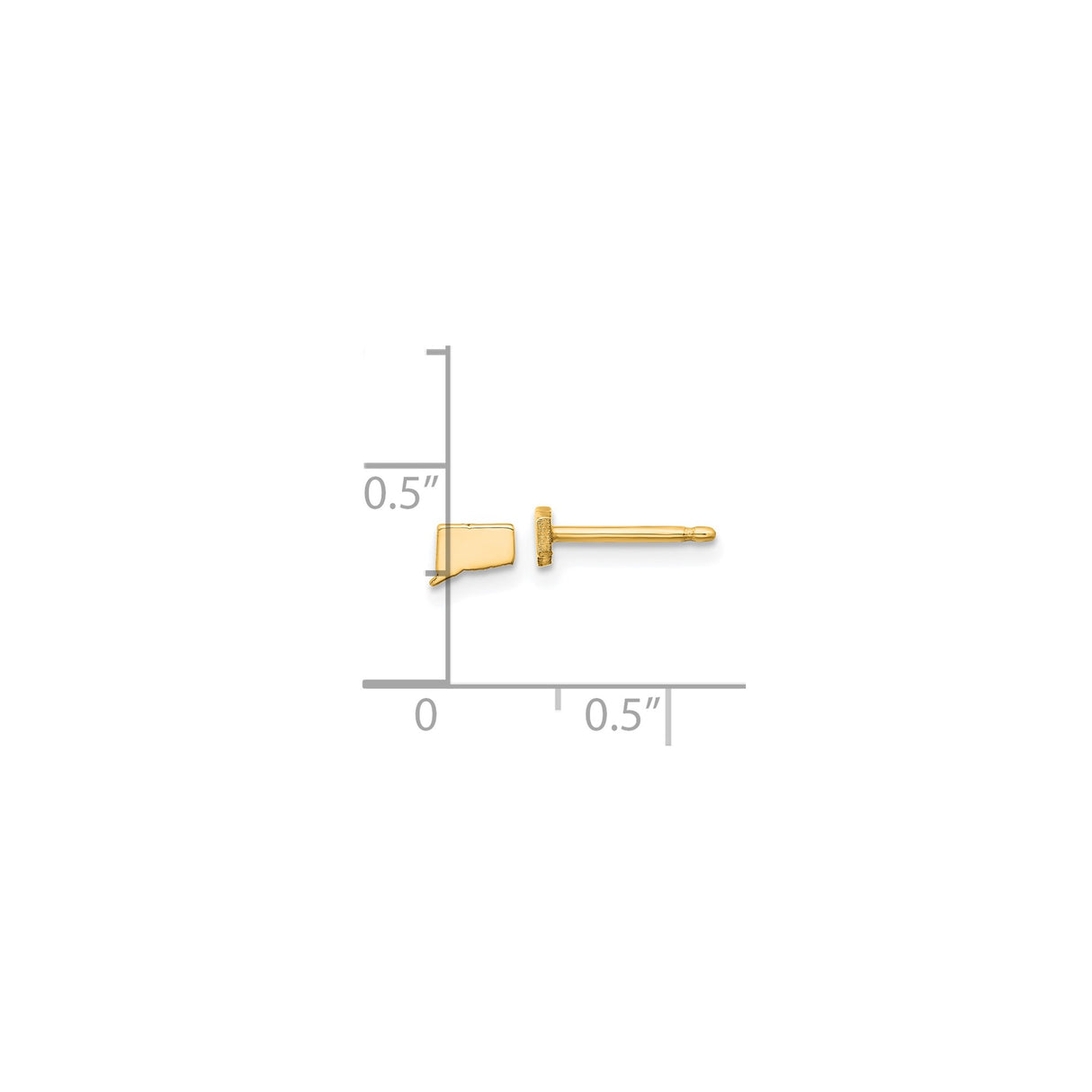Sterling Silver Connecticut Stud Earrings, Minimal State Outline Design for Women and Unisex Wear