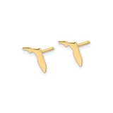 14k Yellow Gold Florida State Stud Earrings, Map Silhouette Design, Unisex Minimalist Style