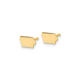 14k Yellow Gold Iowa State Outline Stud Earrings, Minimalist Map Design for Women or Unisex Wear