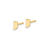14k Yellow Gold Indiana State Outline Stud Earrings, Minimalist USA Map Design