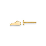 14k Yellow Gold Kentucky State Stud Earrings, Polished Outline Map Design for Women