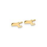 14k Yellow Gold Massachusetts Outline Stud Earrings, Minimalist State Map Design