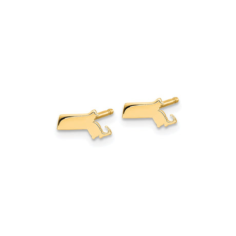 Sterling Silver Massachusetts State Outline Stud Earrings, Gold Plated, Minimalist USA Map Design