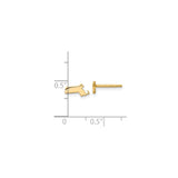 14k Yellow Gold Massachusetts Outline Stud Earrings, Minimalist State Map Design