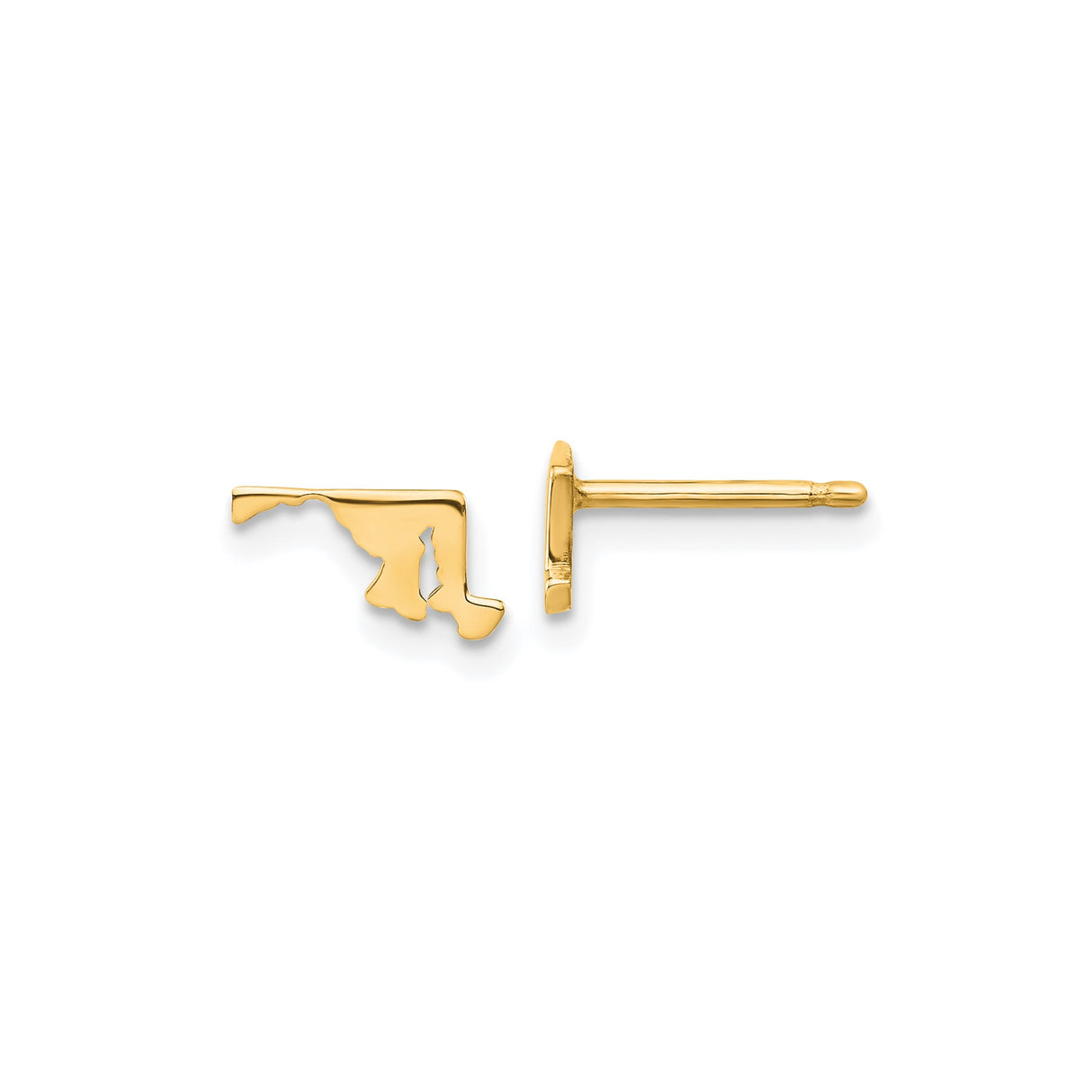 Sterling Silver Maryland State Outline Stud Earrings, Gold Plated, Minimalist Design