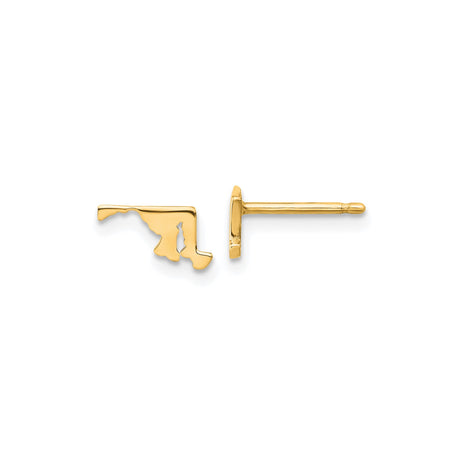 Sterling Silver Maryland State Outline Stud Earrings, Gold Plated, Minimalist Design