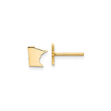 14k Yellow Gold Minnesota State Stud Earrings, Polished Geographic Outline Design