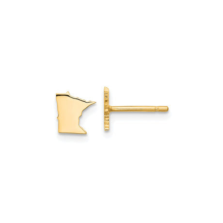 Sterling Silver Minnesota State Outline Stud Earrings, Gold Plated, Minimalist Midwest Jewelry